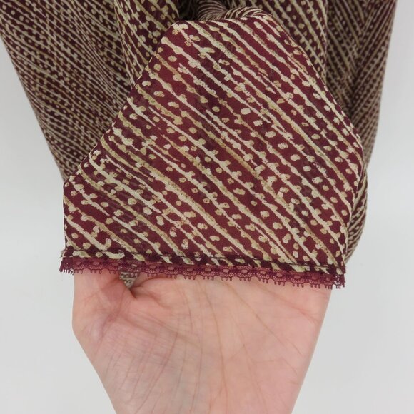 J Crew Women 14 All Silk Brown Beige Multicolor Geometric Stripe Maxi Dress Y2K - Picture 4 of 11